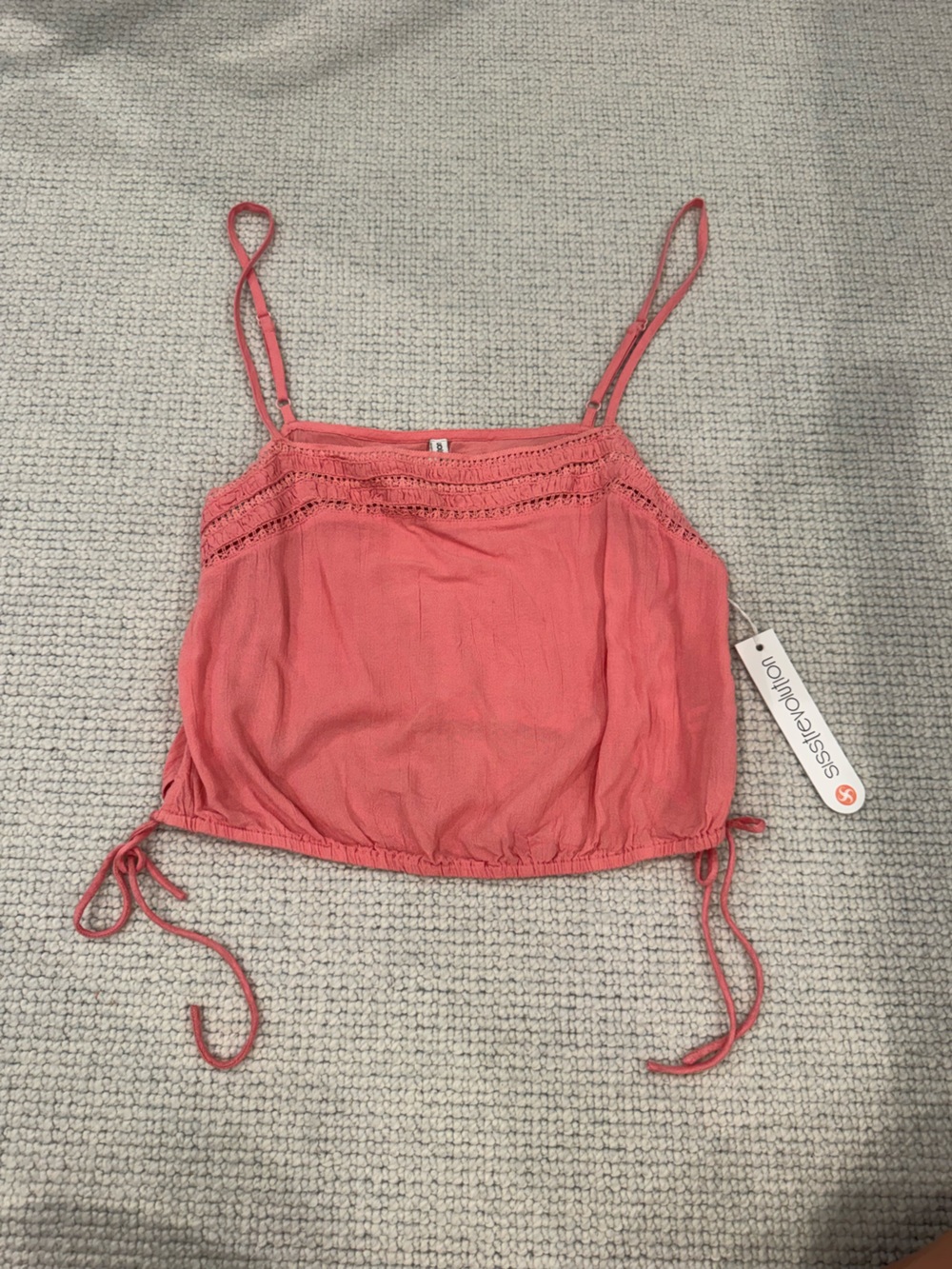 Revolution Coral Tie-Side Crop Tank